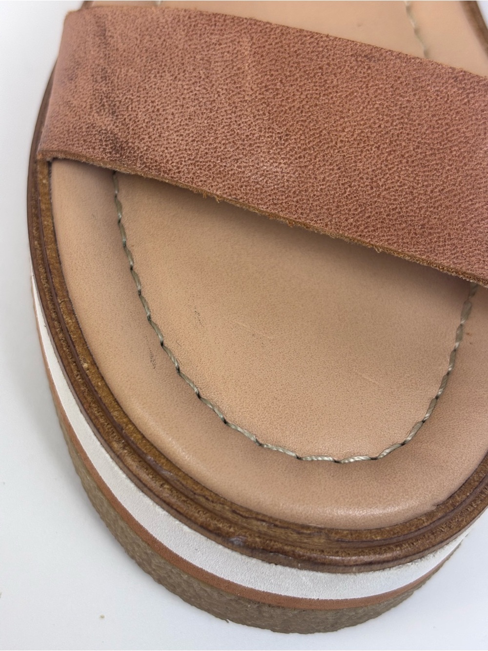 Lucky Brand Leather Platform Slide Sandals Double Strap Wedge Shoes Brown Size 7 - Picture 16 of 16